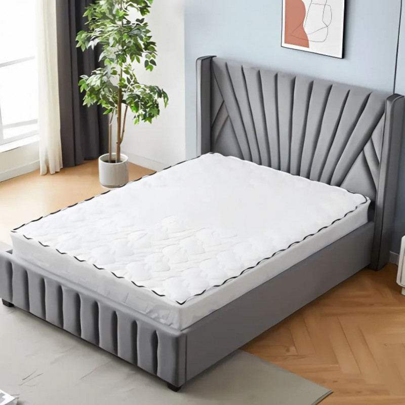 Lit velours 160x200 avec tête de lit haute Lit velours 160x200 avec tête de lit haute