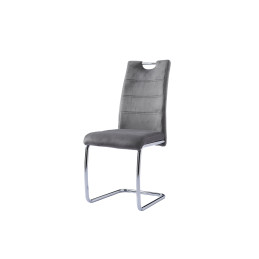 Chaise 103 velours pieds chrome design salle a manger