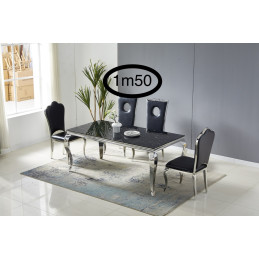 Table a manger baroque marbre 150 cm finition argent