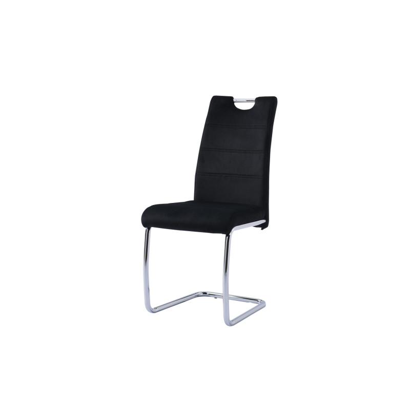 Chaise 103 velours gris pietement metal inox design