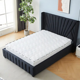 Lit velours 160x200 avec tête de lit haute