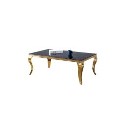 Table basse Baroque doree, plateau effet marbre