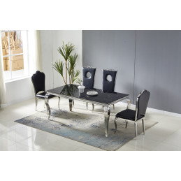 Table a manger Baroque 180 cm, marbre et chrome