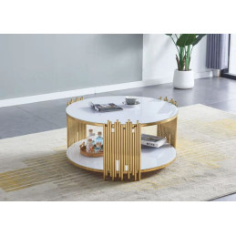 Table basse ronde Romeo doree 90 cm - salon chic