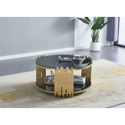 Table basse ronde Romeo doree 90 cm - salon chic