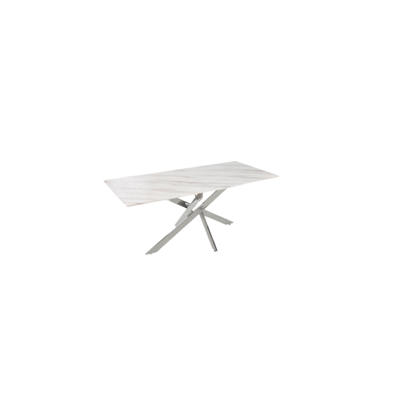 Table a manger Olivia marbre chrome 150 cm