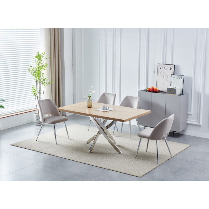 Table a manger Olivia marbre chrome 150 cm