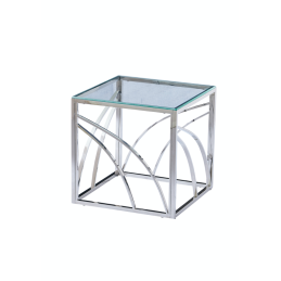 Gueridon Geo transparent, bout de canape 55 cm