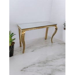 Console baroque blanche finition doree 120 cm