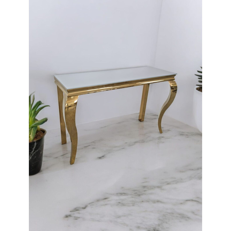 Console baroque blanche finition doree 120 cm
