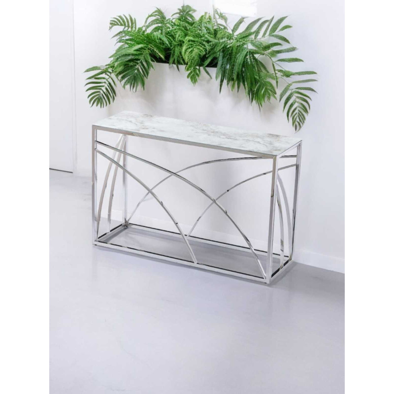 Console Geo transparente, design geometrique 120 cm