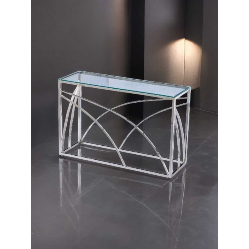 Console Geo transparente, design geometrique 120 cm