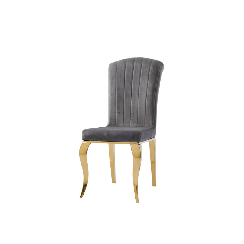 Chaise Nino en velours, pieds dores design