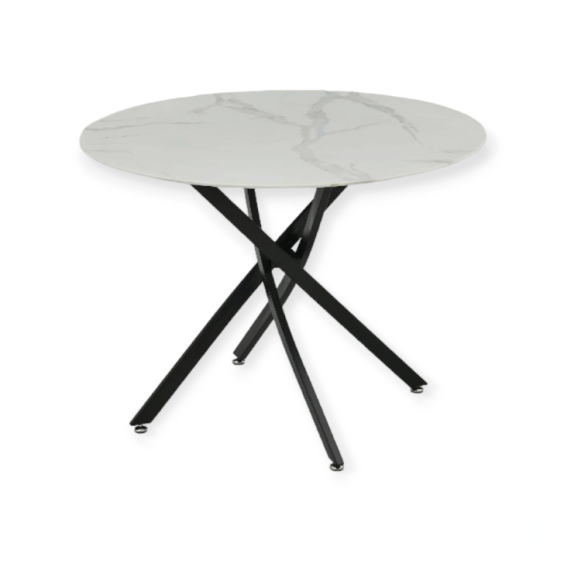 Table à manger ronde Olivia 120 cm effet marbre