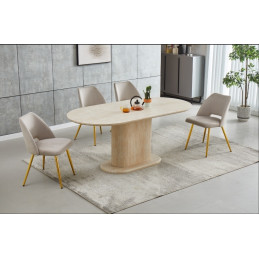 Table à manger Léa 150 cm effet travertin