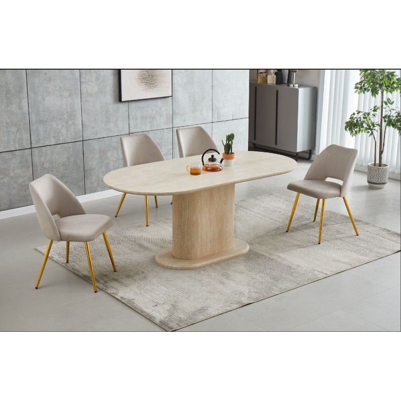 Table à manger Léa 150 cm effet travertin