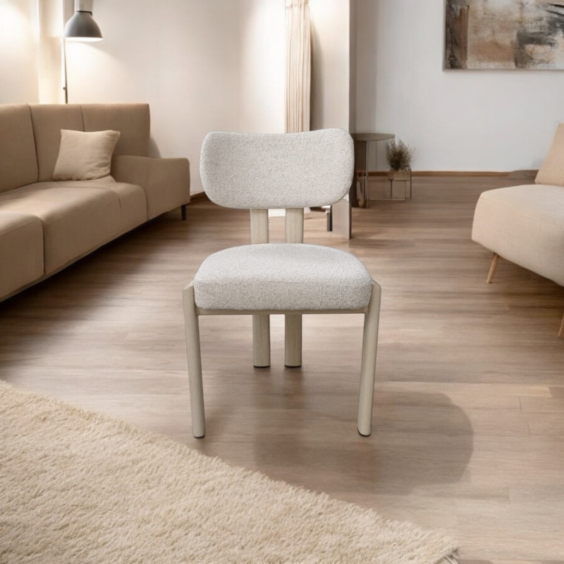 Chaise Hera taupe tissu chenille, piètement acier