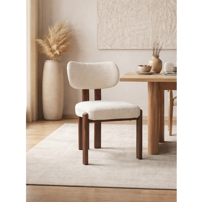 Chaise Hera taupe tissu chenille, piètement acier