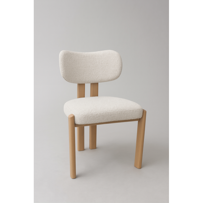 Chaise Hera taupe tissu chenille, piètement acier