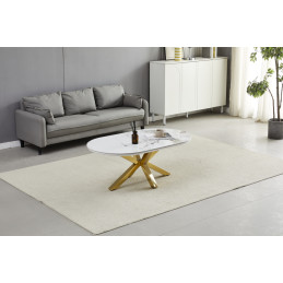 Table basse Ophelia ceramique marbre dore 120 cm