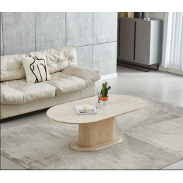 Table basse Lea effet travertin 130 cm rectangulaire