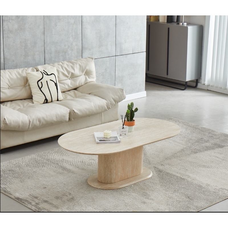 Table basse Lea effet travertin 130 cm rectangulaire