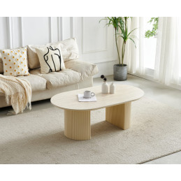 Table basse ovale Calypso ceramique travertin 120 cm
