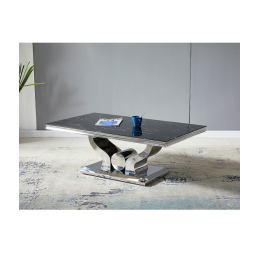 Table basse Trophee, plateau effet marbre 120 cm