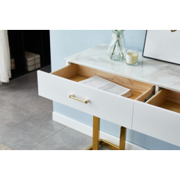 Console coiffeuse Lila marbre pieds dores