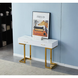 Console coiffeuse Lila marbre pieds dores
