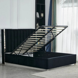 Lit coffre velours 160x200 cm – Grand lit avec rangement intégré