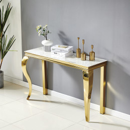 Console baroque marbre et finition doree 120 cm