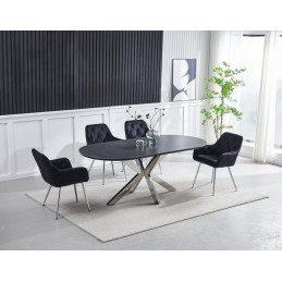 Table à manger 180 cm effet marbre – Pieds dorés