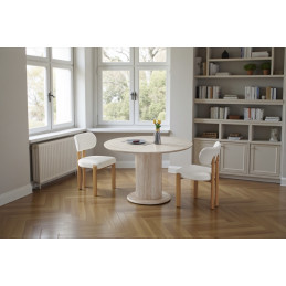 Table a manger ronde Axel effet travertin 100 cm