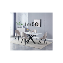 Table a manger Olivia 150 cm effet marbre pied noir