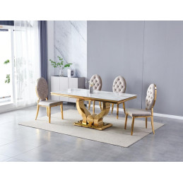 Table a manger Trophee marbre dore 150 cm