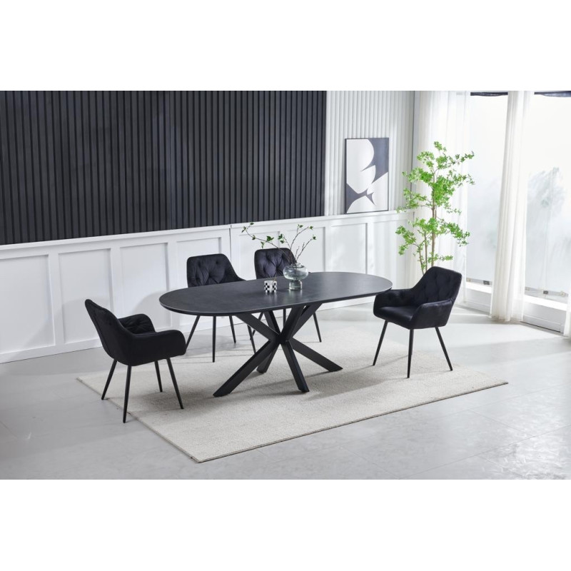 Table a manger Ophelia ceramique noir, pied 150