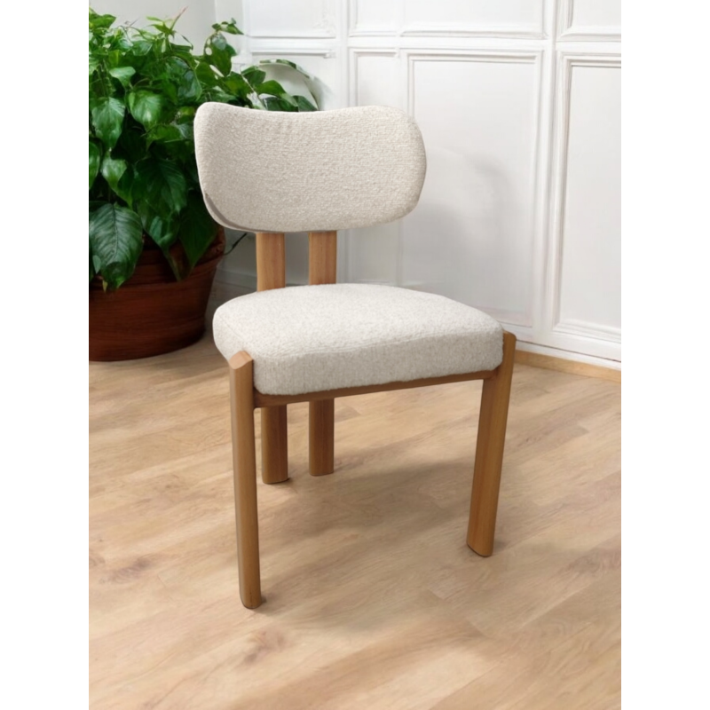 Chaise Hera tissu chenille taupe a ressorts confort