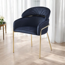 Chaise velours Emily, piétement inox doré 60 cm