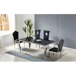 Table baroque effet marbre 150x90 cm