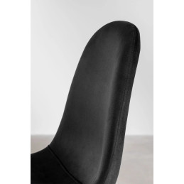 Chaise design velours dossier galbe, pieds dores