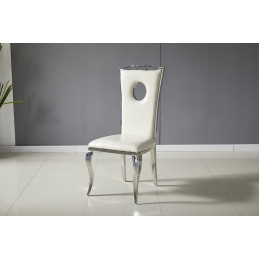 Chaise Royal simili cuir - pietement inox argent