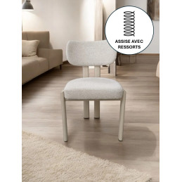 Chaise Hera taupe tissu chenille, piètement acier