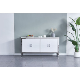 Buffet baroque 4 portes marbre 170 cm finition argent