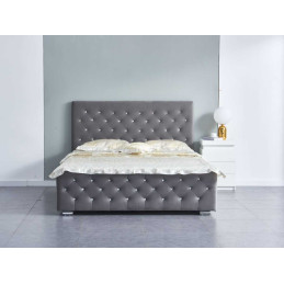 Lit Prestige velours, tête capitonnée - 140 ou 160