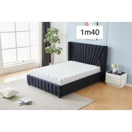 Lit Maria velours 140x190, tete de lit capitonnee