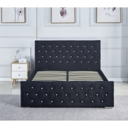Lit Prestige velours capitonne 140x190 - tete de lit