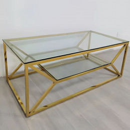 Table basse 120 cm pieds dorés - Élégance moderne