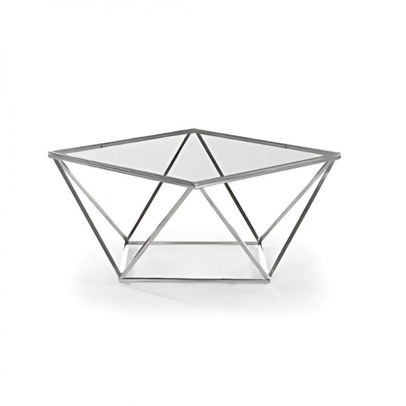 Table basse 90 cm verre transparent pieds chromés Table basse 90 cm verre transparent pieds chromés