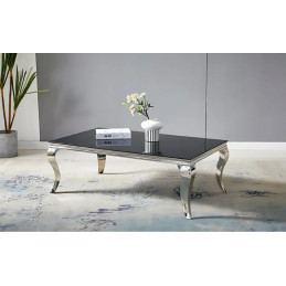 Table basse baroque 120 cm effet marbre noir, blanc ou gris